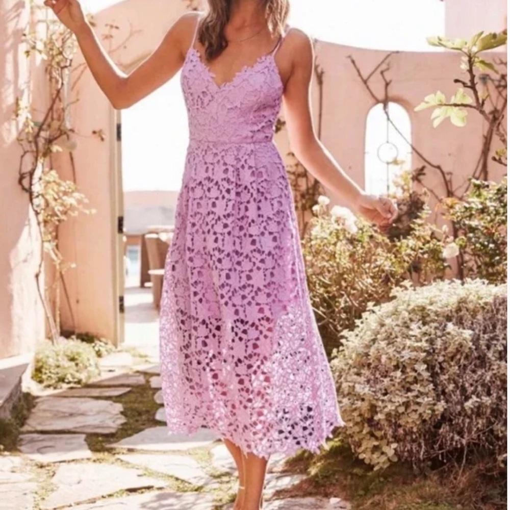 ASTR Lace a-line midi dress - lilac